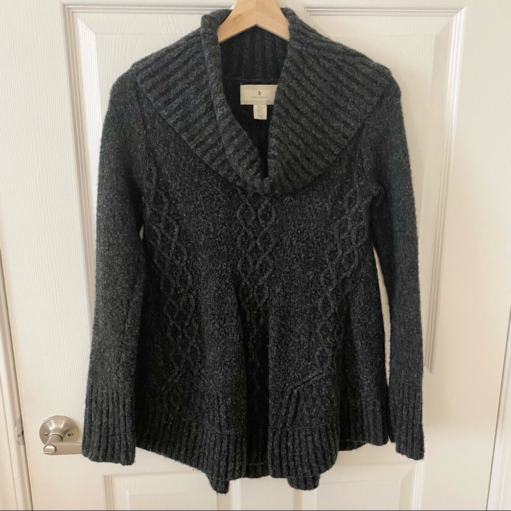 Grey Cowl Neck Draped Sweater